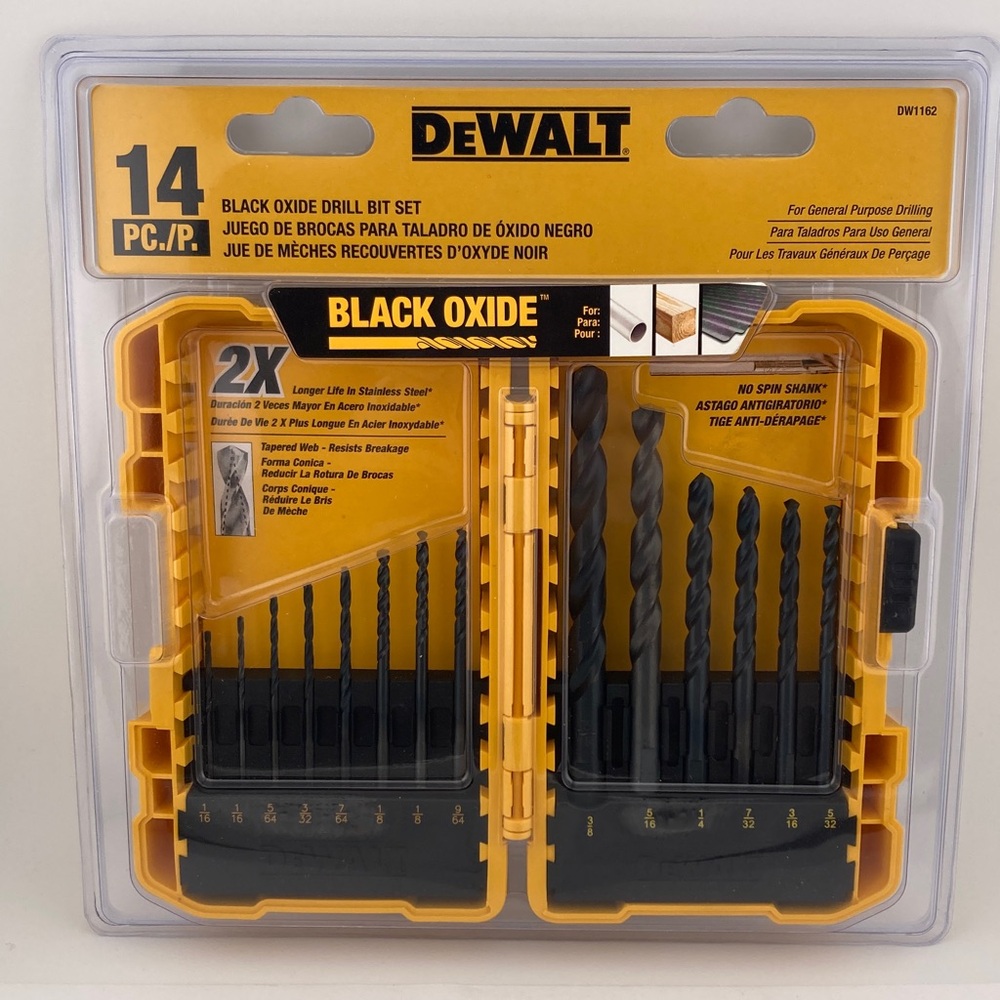 DeWalt DW1162 Black Oxide Drill Bit Set New Sealed